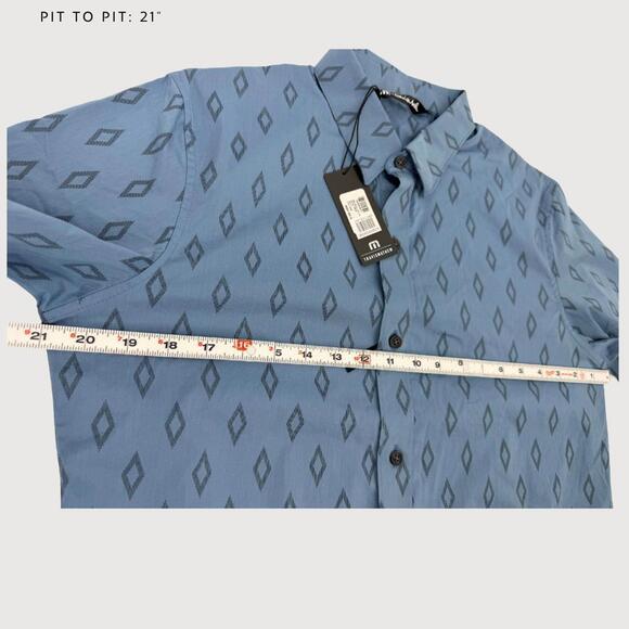 TravisMathew Sidetracked Button Down Shirt NWT Blue Print S - Picture 6 of 9